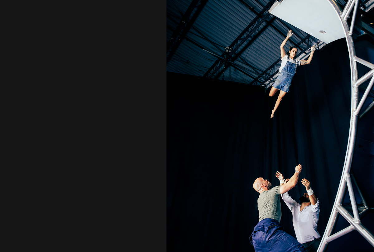 Group acrobats performing in a show 