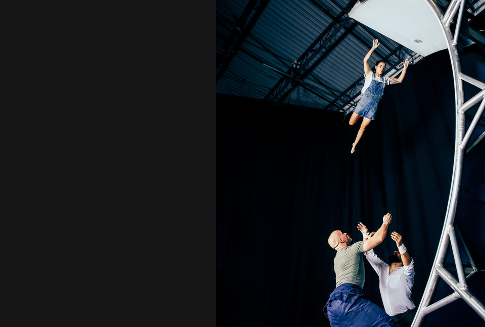 Group acrobats performing in a show 